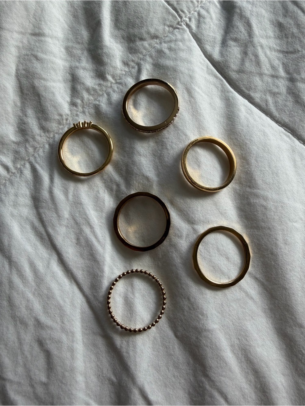 Gold Tone Mixed Stackable Women's Ring Set